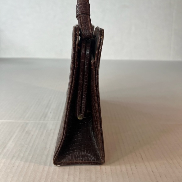 Vintage Gaymode Crocodile Or Alligator Purse Handbag Bakelite Clasp - Picture 13 of 16
